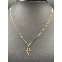 Ladies 18ct Yellow Gold Margarita Twist Link Necklace with Hand Pendant