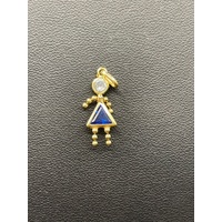 Ladies 9ct Yellow Gold Girl Figure Gemstone Pendant