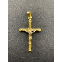 Unisex 18ct Yellow Gold Crucifix Pendant