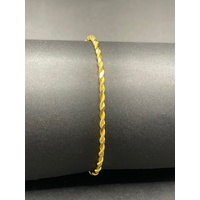 Ladies 21ct Yellow Gold Round Twist Bangle