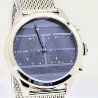 Tommy Hilfiger Silver Dual Time Stainless Steel Mens Watch TH 368.1.14.2596
