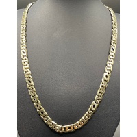 Men's 9ct Yellow Gold Double Birdseye/Anchor Link Necklace