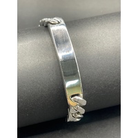 Mens 925 Sterling Silver ID Curb Link Bracelet