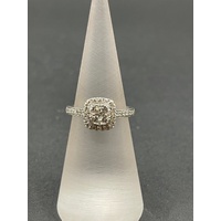 Ladies 9ct White Gold Diamond Halo Ring