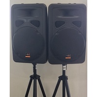 E-Lektron 815.820 Bluetooth PA 2 Way Active Speaker Pair with Stands