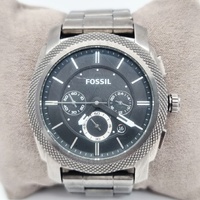 Fossil Mens Machine Chronograph Black Dial Stainless Steel Watch FS4662