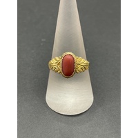 Unisex 22ct Yellow Gold Orange Gemstone Ring