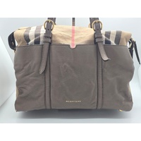 Burberry Mason House Check Canvas and Leather Diaper Tote Bag with Dust Bag Box