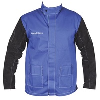 Weldclass Promax BF3 Blue FR with Leather Sleeves Size 3XL Welders Jacket