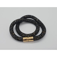 Swarovski Stardust 36cm Double Twist Bracelet Black Gold Size Small