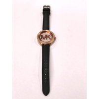Michael Kors Ladies Stainless Steel Analog Watch MK3475 with Black Leather Strap