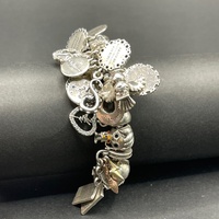 Ladies 925 Sterling Silver Snake Link Charm Bracelet