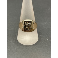 Mens 9ct Yellow Gold Cubic Zirconia Letter J Ring