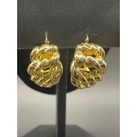 Ladies 18ct Yellow Gold Fancy Hoop Earrings