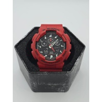 Casio G-Shock GA-100B Analog Digital Resin Strap Mens Red Watch 200m WR