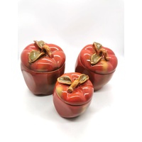Apple Décor Collection S/3 Canister Set 3 Piece Ceramic Storage Jars