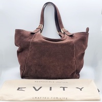 Evity Suede Leather Tote Handbag Classic Brown