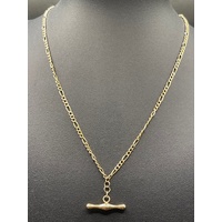 Ladies 9ct Yellow Gold Figaro Link Chain & Bar Pendant