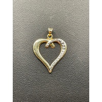 Ladies 9ct Two Tone Gold Heart Pendant