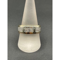 Mens 10ct Two Tone Gold Diamond Band Ring