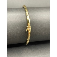 Ladies 9ct Yellow Gold Round Hinged Bangle