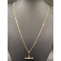 Ladies 9ct Yellow Gold Figaro Link Chain & Bar Pendant