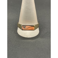 Mens 9ct Yellow Gold Signet Diamond Ring