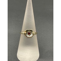 Unisex 9ct Yellow Gold Red Gemstone Ring