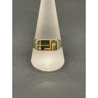 Mens 9ct Yellow Gold Signet Diamond Ring