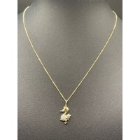 Ladies 9ct Yellow Gold Curb Link Chain & Duck Pendant
