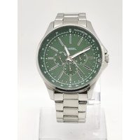 Chisel Mens Silver Tone Green Multi Dial 50m Water Resistant Watch 5829203