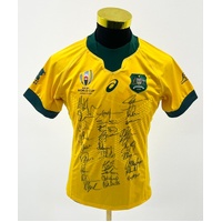 ASICS Wallabies Signed 2019 RWC Jersey with COA Rugby Australia Boxed