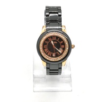 Folli Follie Ladies Rose Gold Black Watch WF1B040BD with Crystal Bezel