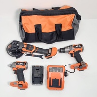 AEG 18V Power Tool Combo Kit with 8.0Ah Battery Pack Charger and Carry Bag