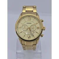 Fossil Flynn Chronograph Gold Tone Stainless Steel Mens Watch BQ1128 46mm 5ATM
