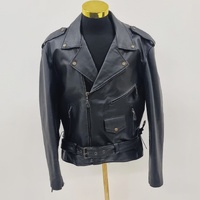 Mens Eagle Embossed Live To Ride Black Leather Motorcycle Biker Jacket Size XL