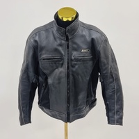 Rivet Bike Jacket Size 48 Black Leather Motorcycle Jacket Mens Protective Gear