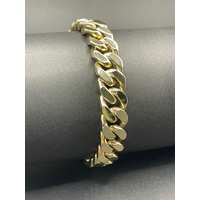 Mens 9ct Yellow Gold Chunky Curb Link Bracelet