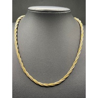 Ladies 18ct Two Tone Gold Bead Rope Link Necklace