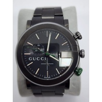 Gucci G-Chrono 101M Mens Chronograph Stainless Steel Swiss Watch Black Bracelet