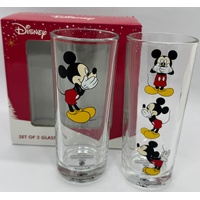 Disney Mickey Mouse Set of 2 Drinking Glasses 325ml Classic Cartoon Glassware