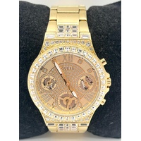 GUESS Ladies Gold Tone Crystal Set Multifunction Watch GW0320L2 36mm