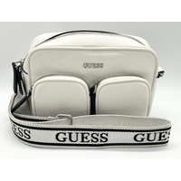 GUESS Pennywise Crossbody Bag White Faux Leather Logo Adjustable Strap