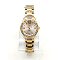 Elite Ladies Gold Tone Stone Set Analog Watch 5080035 with Tin Case