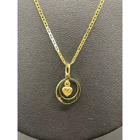 Ladies 14ct Yellow Gold Anchor Link Chain & Heart Pendant
