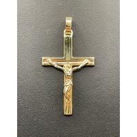 Unisex 9ct Yellow Gold Crucifix Cross Pendant