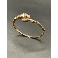Ladies 18ct Yellow Gold Round Panther Bangle