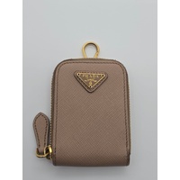 Prada Re-Edition 2005 Saffiano Leather Coin Purse Taupe Gold Hardware