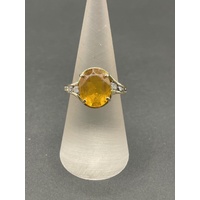 Ladies 9ct Yellow Gold Yellow Gemstone Ring