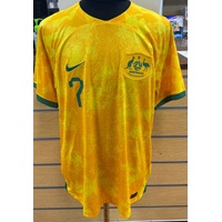 Nike Dri-Fit Socceroos 2022 Home Jersey No.7 Leckie Australia Football